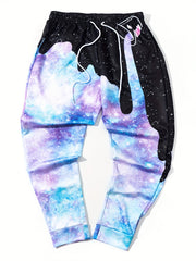 Shining Pattern Drawstring Sweatpants Loose Fit Pants Men's