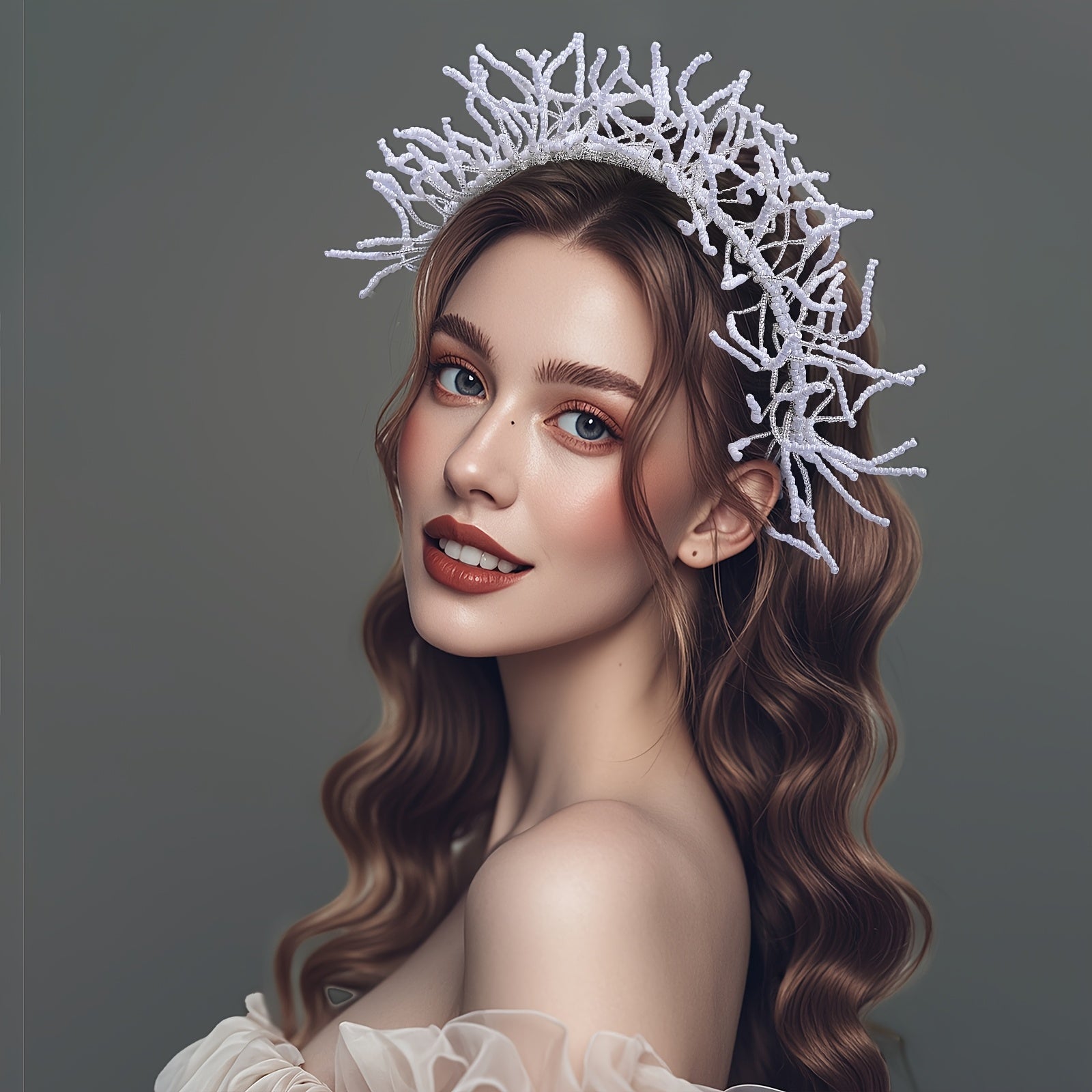 Wedding Charm Beaded Floral Wreath Headband Handcrafted Bridal Hair Accessory