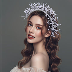Wedding Charm Beaded Floral Wreath Headband Handcrafted Bridal Hair Accessory