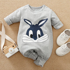 Baby Boys Rabbit Graphic Long Sleeves Romper for Spring/Autumn
