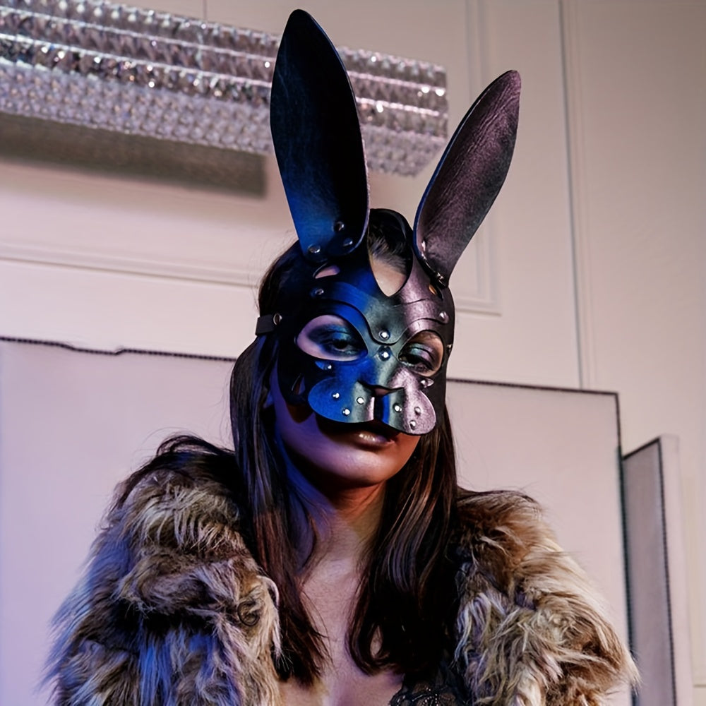 Punk Rabbit Ears Masks Cosplay Party Halloween Half Face Mask