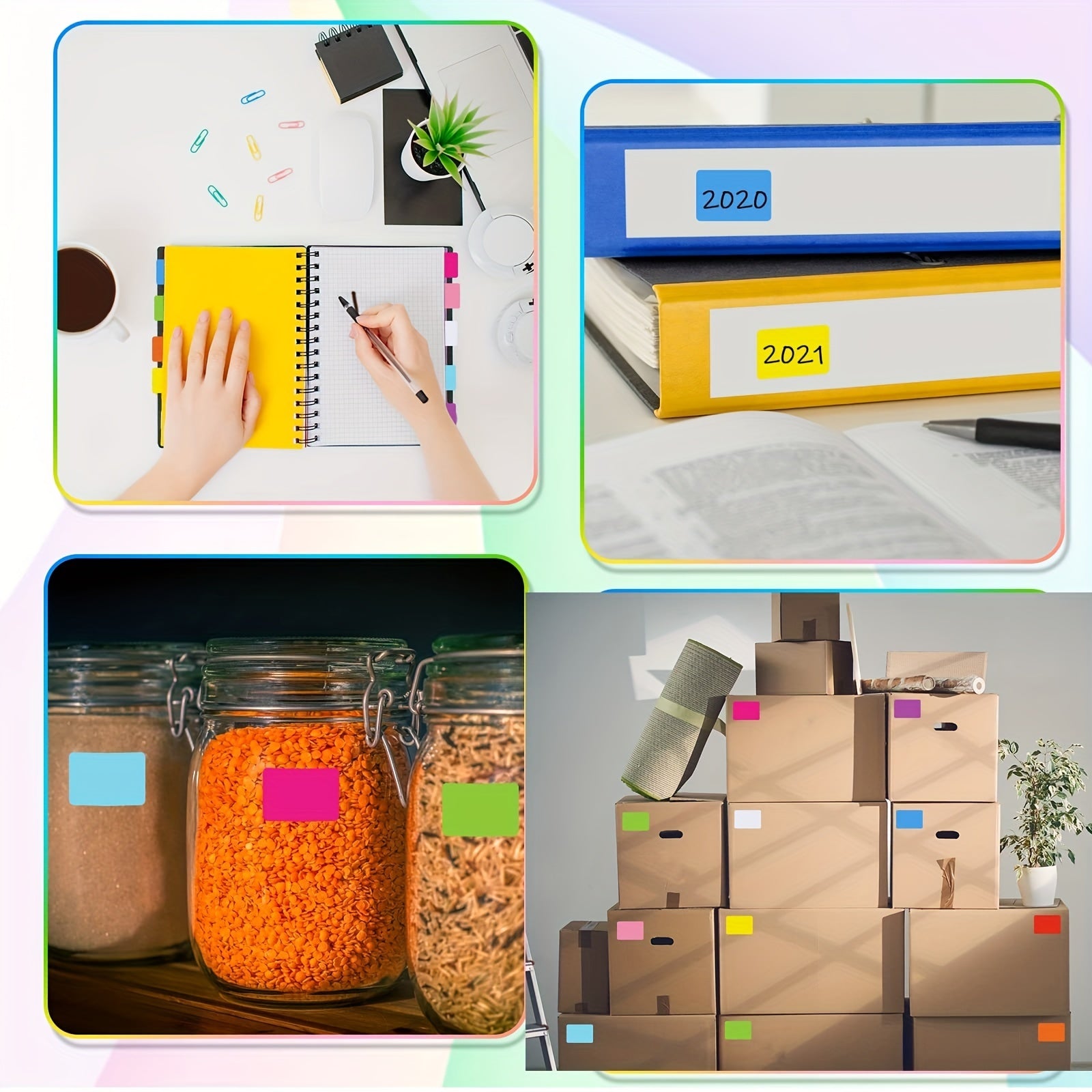 1400 Removable Colored Stickers for Labeling - 10 Coding Labels Rectangle