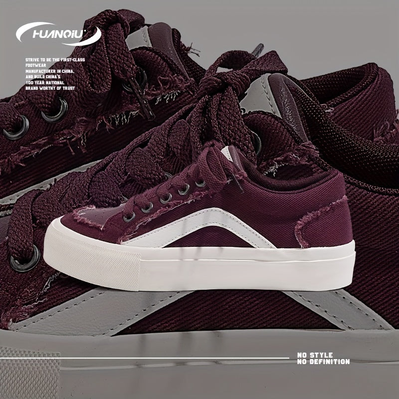 HUANQIU Lace-Up Retro Denim Board Shoes