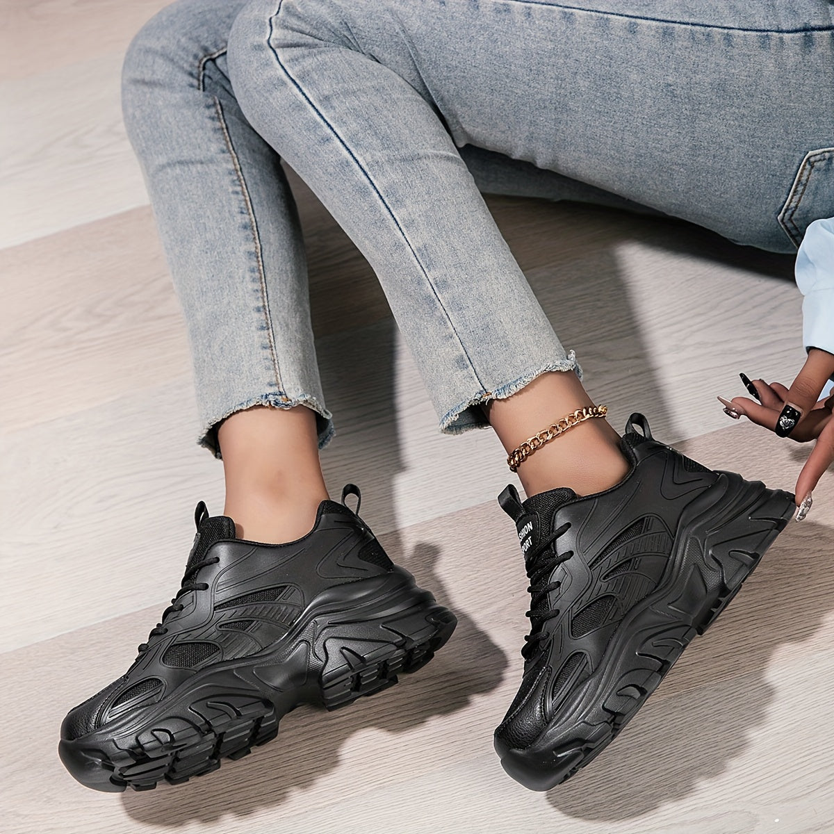Women's Casual Sports Front Strap Dad Shoes Lightweight High Sports Shoe