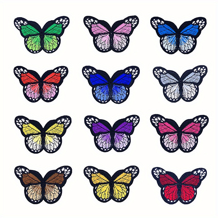 12pcs Butterfly Iron On Patches for Clothes Repair and Decor