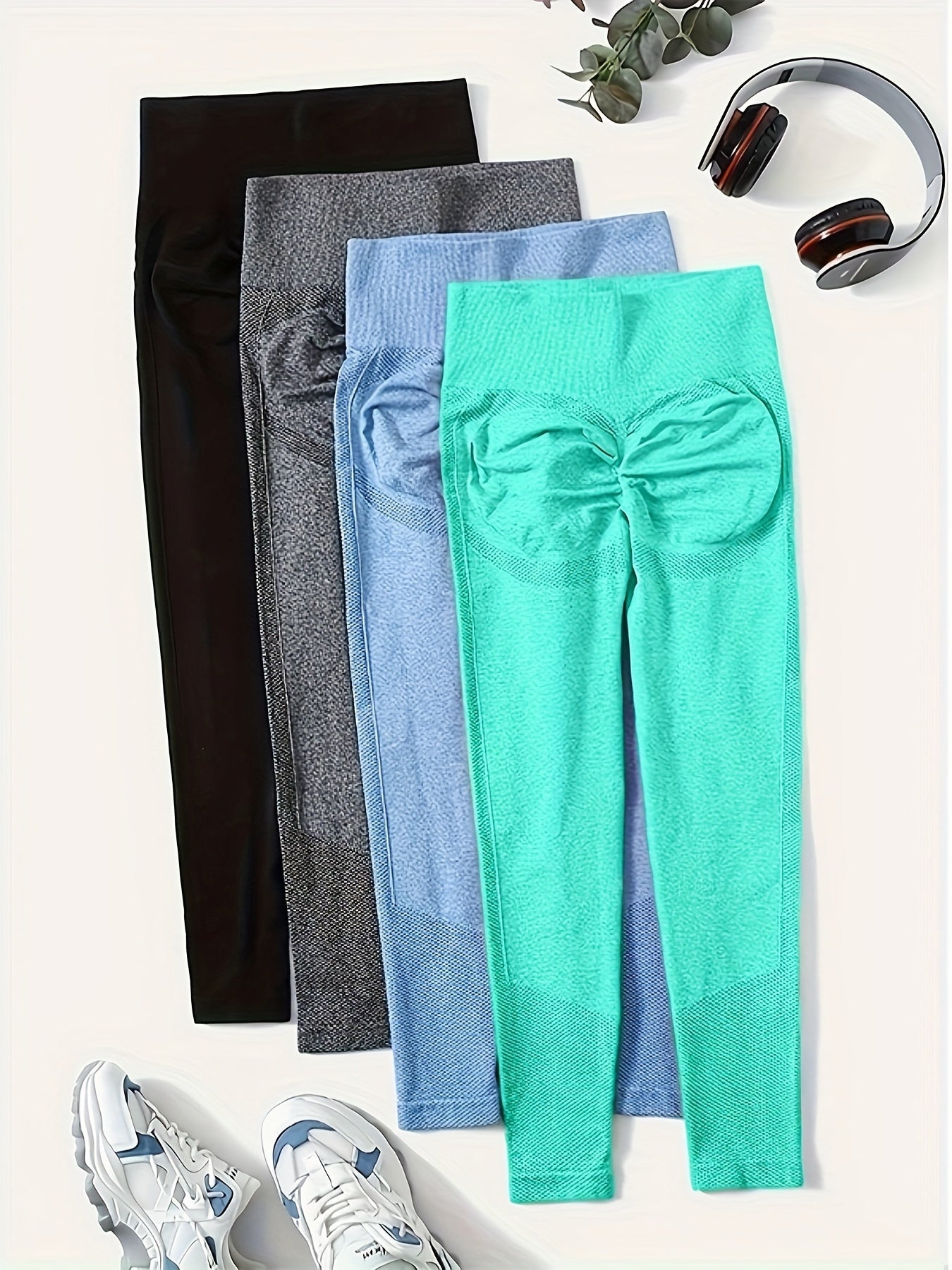 Solid High Waist Yoga Leggings Stretch Workout Pants
