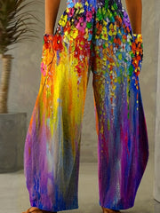 Butterfly Print Wide Leg Pants Casual Loose Pants For Spring & Summer