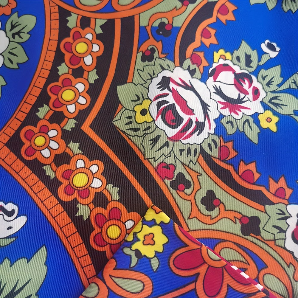 Boho Print Satin Scarf Silk Feeling Square Scarf