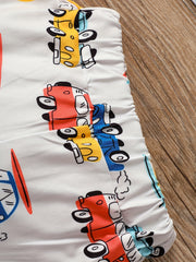 Car Print T-shirt & Shorts Set for Boys Kids Summer Outfit