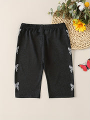 Girls' Butterfly Print Short Leggings for Summer