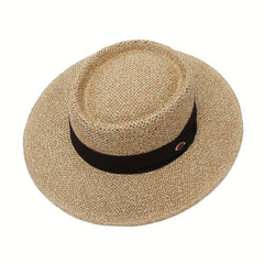 Straw Wide Brim Sun Hat Adjustable Sweatband Vacation Travel Hat