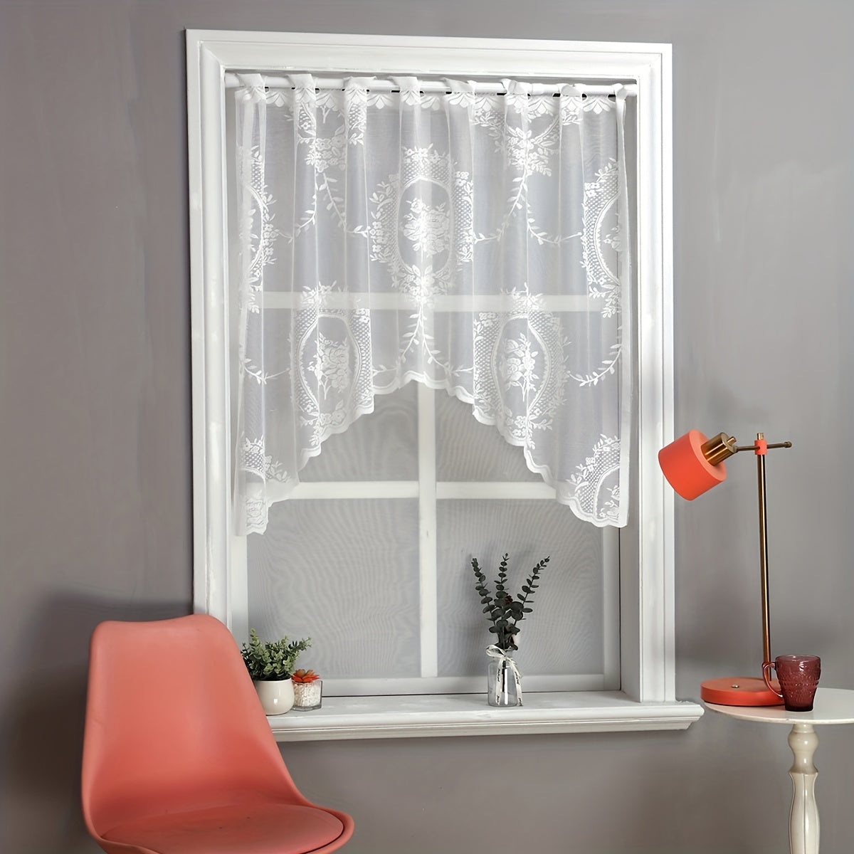 Sweet Lace Small Flower Window Mantle Curtain