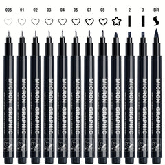 12pcs Needle Tube Pen for Drawing Fine Lines and Artwork
