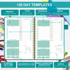 Undated Daily Planner 4 Month 120 Days Hardcover Faux Leather To Do List