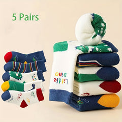 5 Pairs Kids' Thick Warm Sports Socks for Autumn & Winter