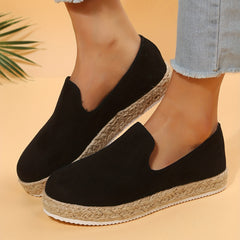 Women's Flatform Espadrilles Loafers Slip On Round Toe Shoes
