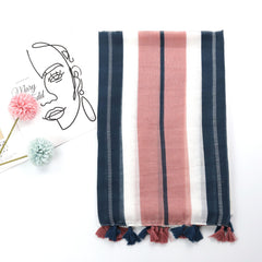 Geometric Pattern Print Tassel Scarf Classic Boho Striped Shawl