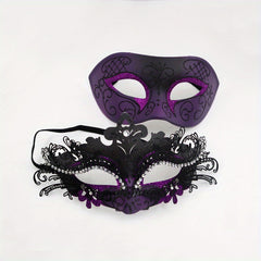 Purple Painted Hollow Out Mask Christmas Halloween Thanksgiving Gift