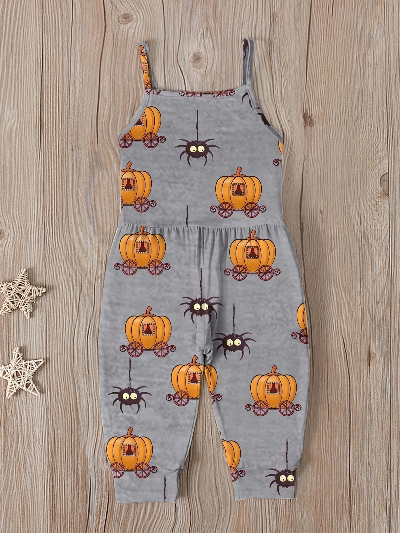 Toddler Girls Witch Hat Prints Halloween Cami Jumpsuit Romper