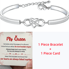 Queen Heart Infinity Bangle Bracelet Gift Card Birthday Christmas Anniversary