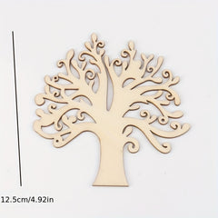 10pcs Natural Wooden Life Tree Carved Painting Craft Scrapbooking DIY