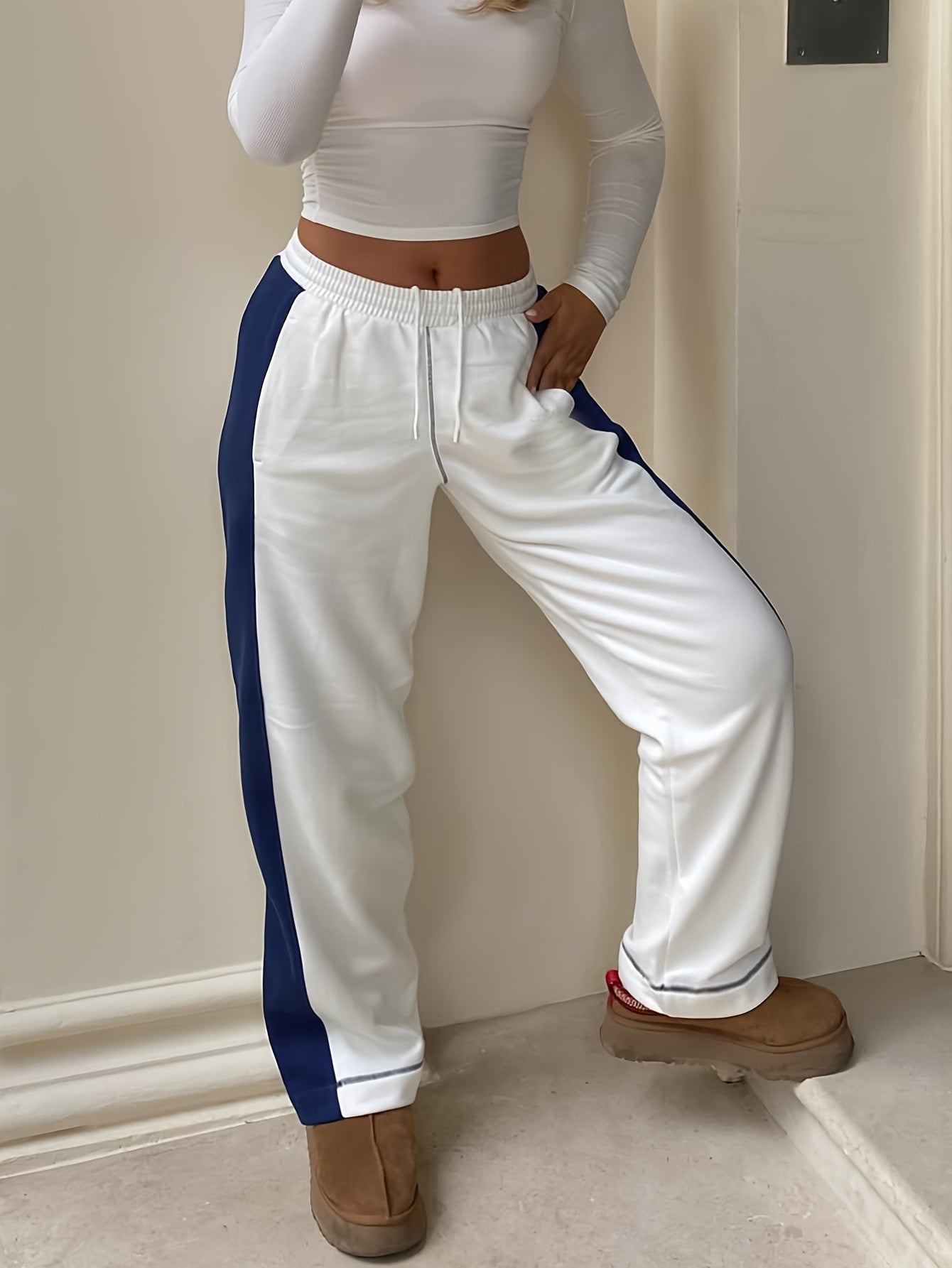 Striped Dual Drawstring Pants for Fall & Winter