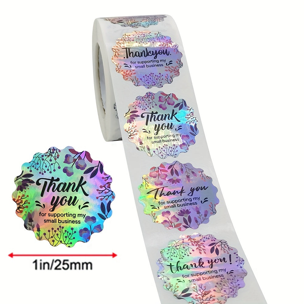 500pcs Rainbow Laser Thank You Commercial Adhesive Sticker Label