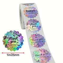 500pcs Rainbow Laser Thank You Commercial Adhesive Sticker Label