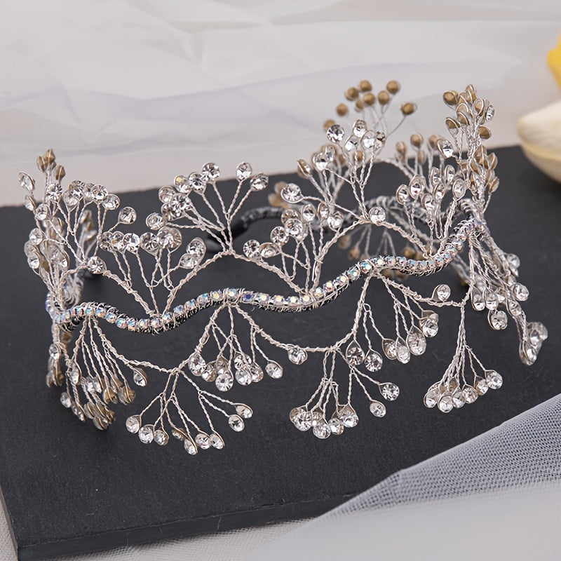 Rhinestone Beaded Wedding Headpiece Bridal Headband With Crystal