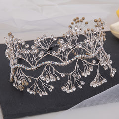 Rhinestone Beaded Wedding Headpiece Bridal Headband With Crystal