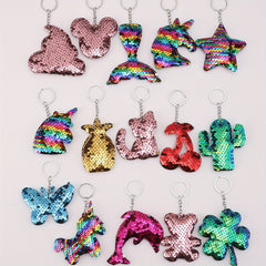 15pcs Cartoon Sequins Animal Keychain Key Ring Bag Charm Gift