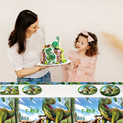 51pcs Dinosaur Birthday Party Supplies Dino Plates Napkins Tablecloth Forks