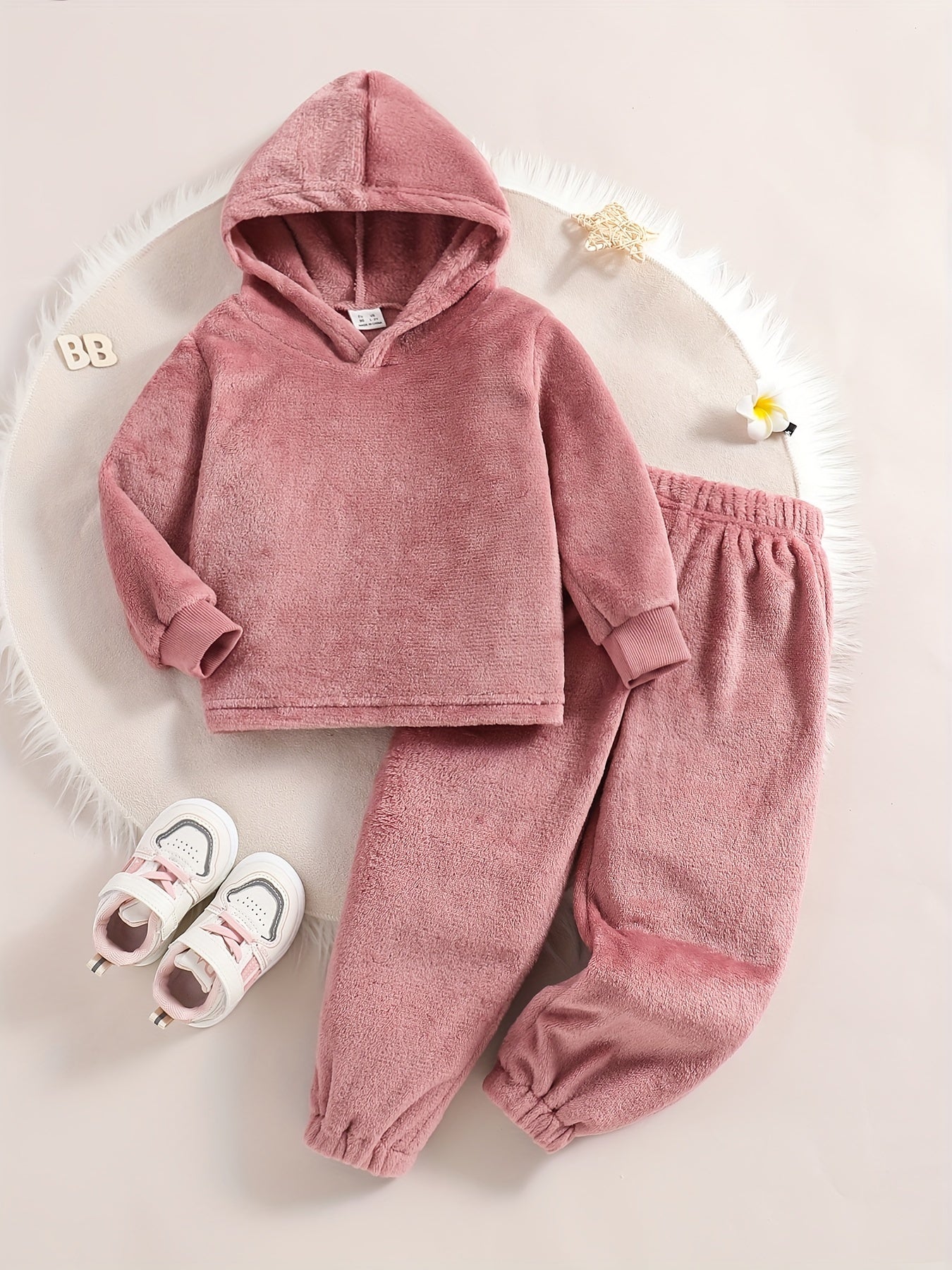 Girl's Fleece Loungewear Set Long Sleeve Hoodie Top & Pants