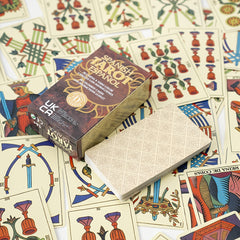 Spanish Tarot Deck with Red Sun Patterns