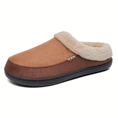 Men's Plush Cozy House Slippers Anti-Skid Slip-On Shoes