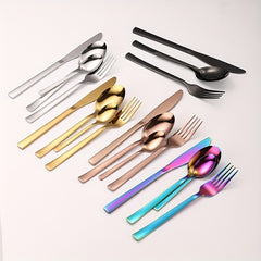 16pcs Multicolor Titanium Plated Stainless Steel Tableware Set