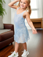 Girls Sleeveless Lace Ballet Leotard