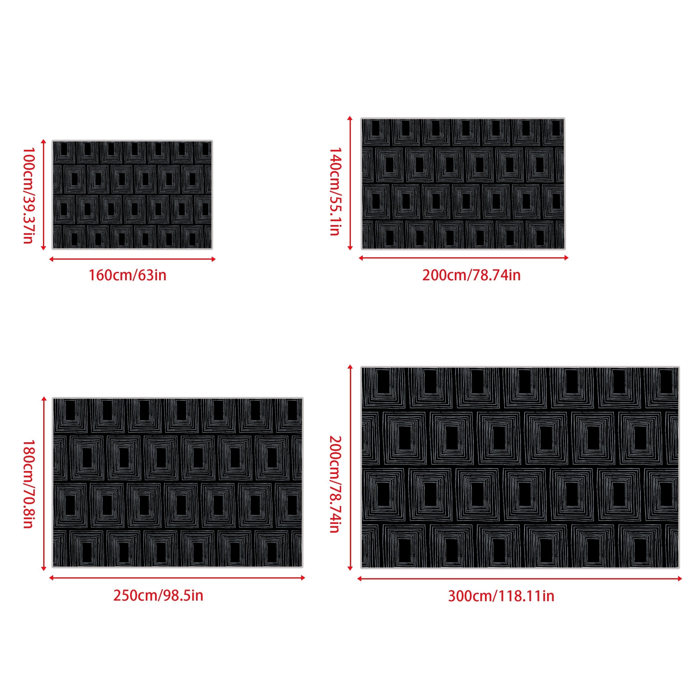 Non Slip Checkered Striped Carpet - Machine Washable Large Carpet for Daily Use