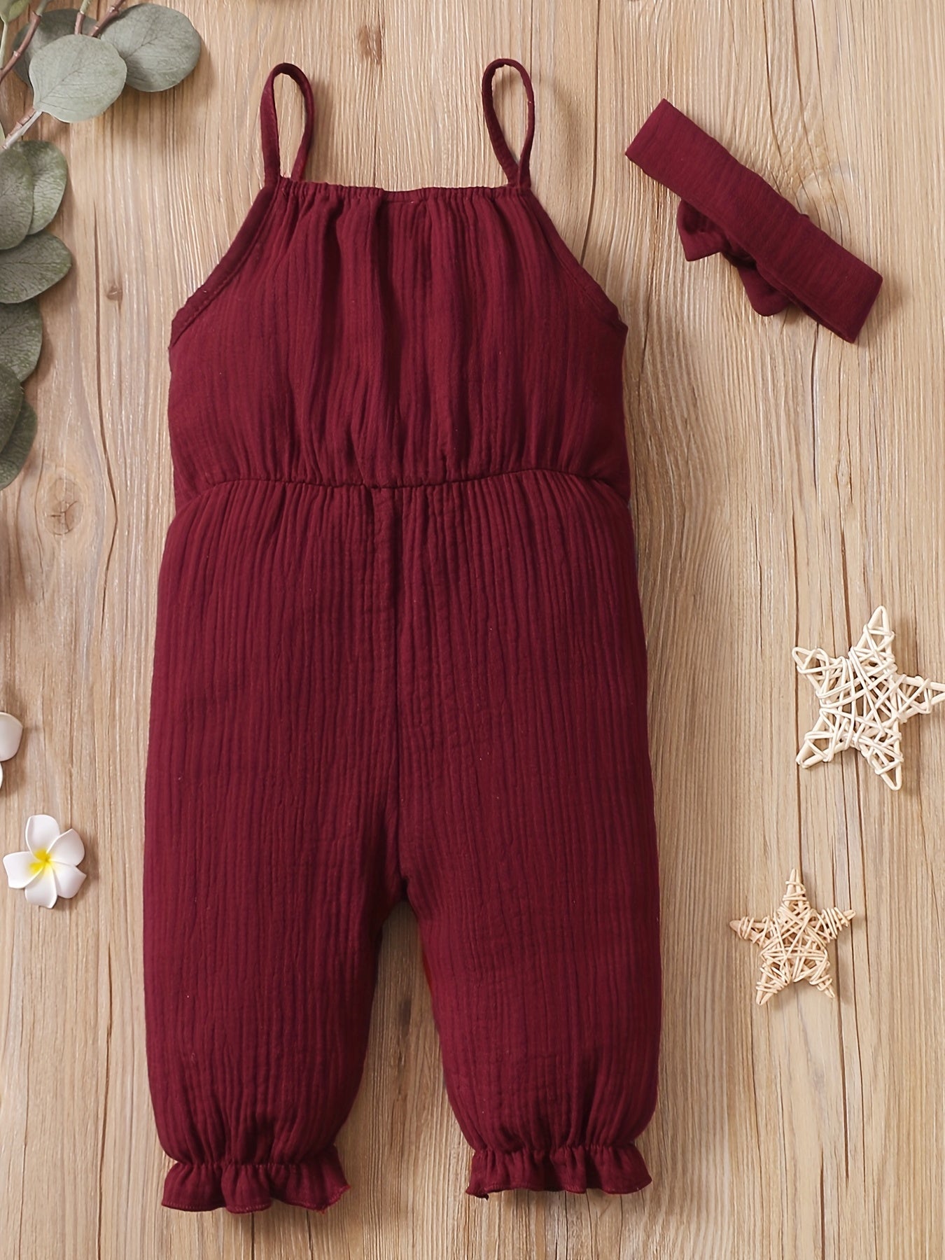 2pcs Baby Girls Sleeveless Romper & Headband Set
