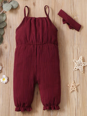 2pcs Baby Girls Sleeveless Romper & Headband Set