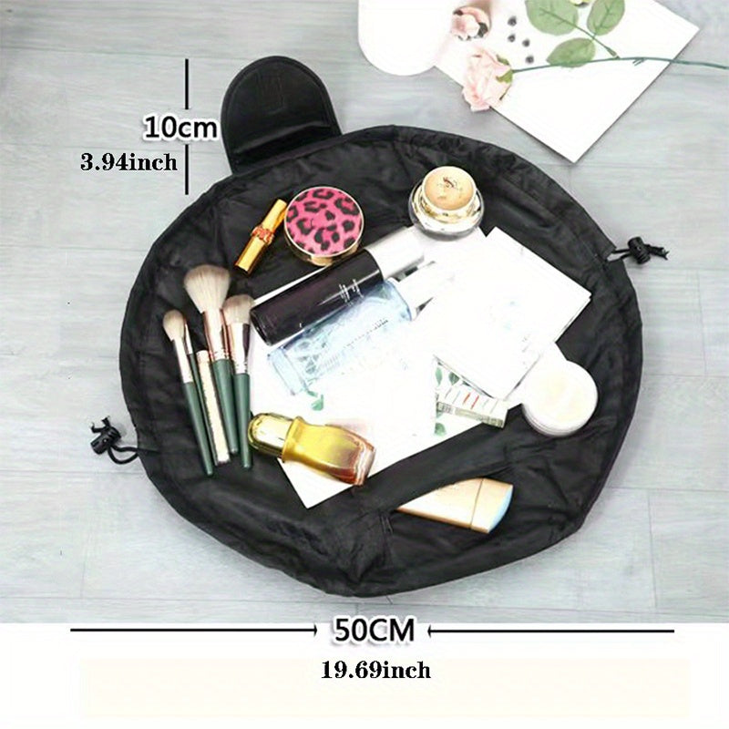 Drawstring Makeup Bag Magic Cosmetic Pouch Lay Flat Travel Organizer Pouch