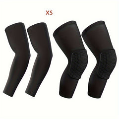 Basketball Knee Pads & Arm Sleeves Set Honeycomb Foam Compression Support