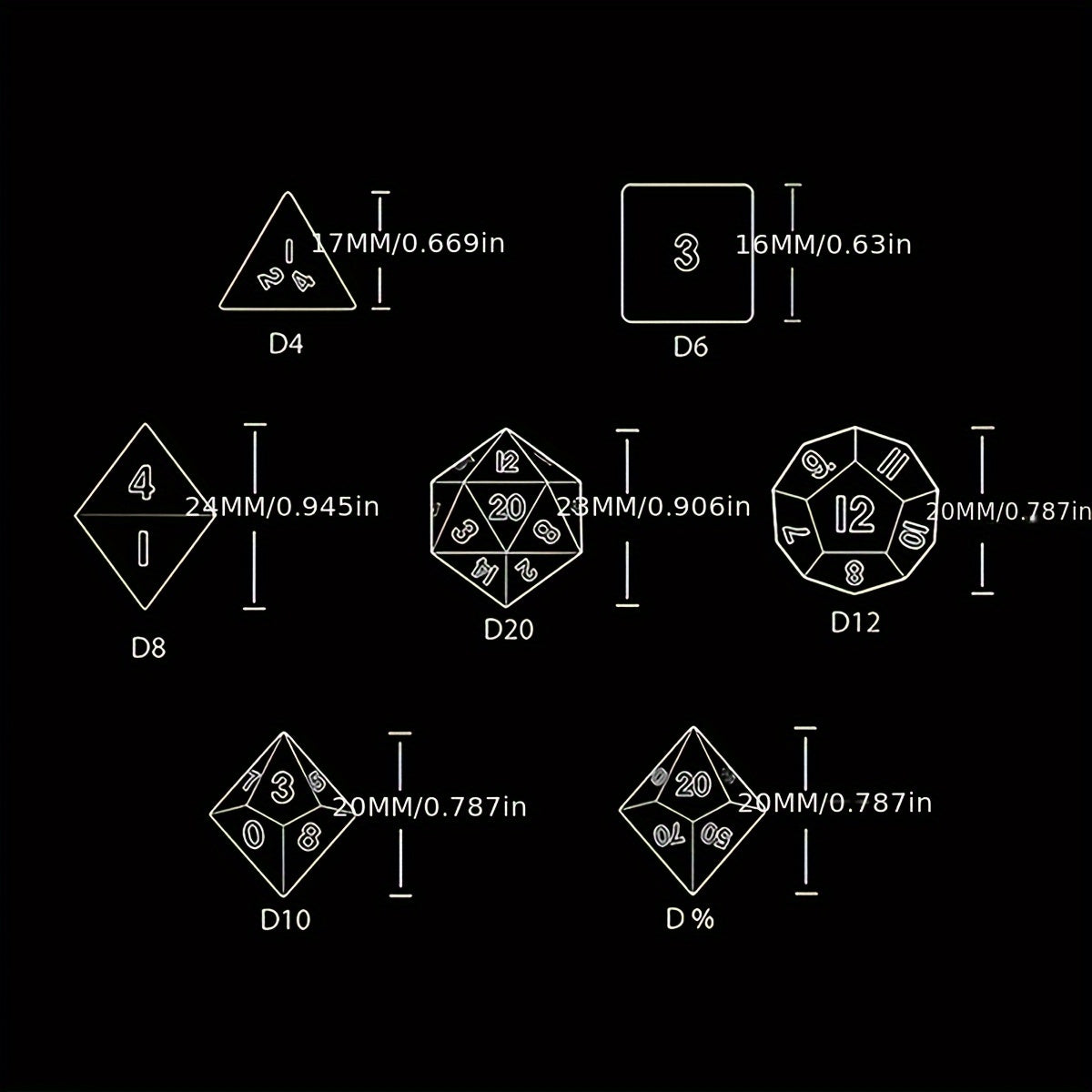 7pcs Magic Polyhedral Dice Set For Fantasy Table Games