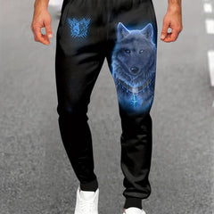 Men's Ice Wolf Graphic Sweatpants Casual Joggers For Outdoor