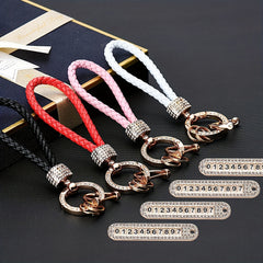 Anti Lost Car Keychains With Phone Number & Bling Diamond