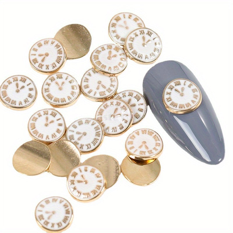 10pcs Alloy Clock Nail Art Charms Flat Back DIY Nail Salon Accessories