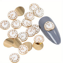 10pcs Alloy Clock Nail Art Charms Flat Back DIY Nail Salon Accessories