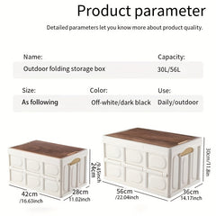 Camping Folding Storage Box Car Trunk Storage Box Wooden Cover