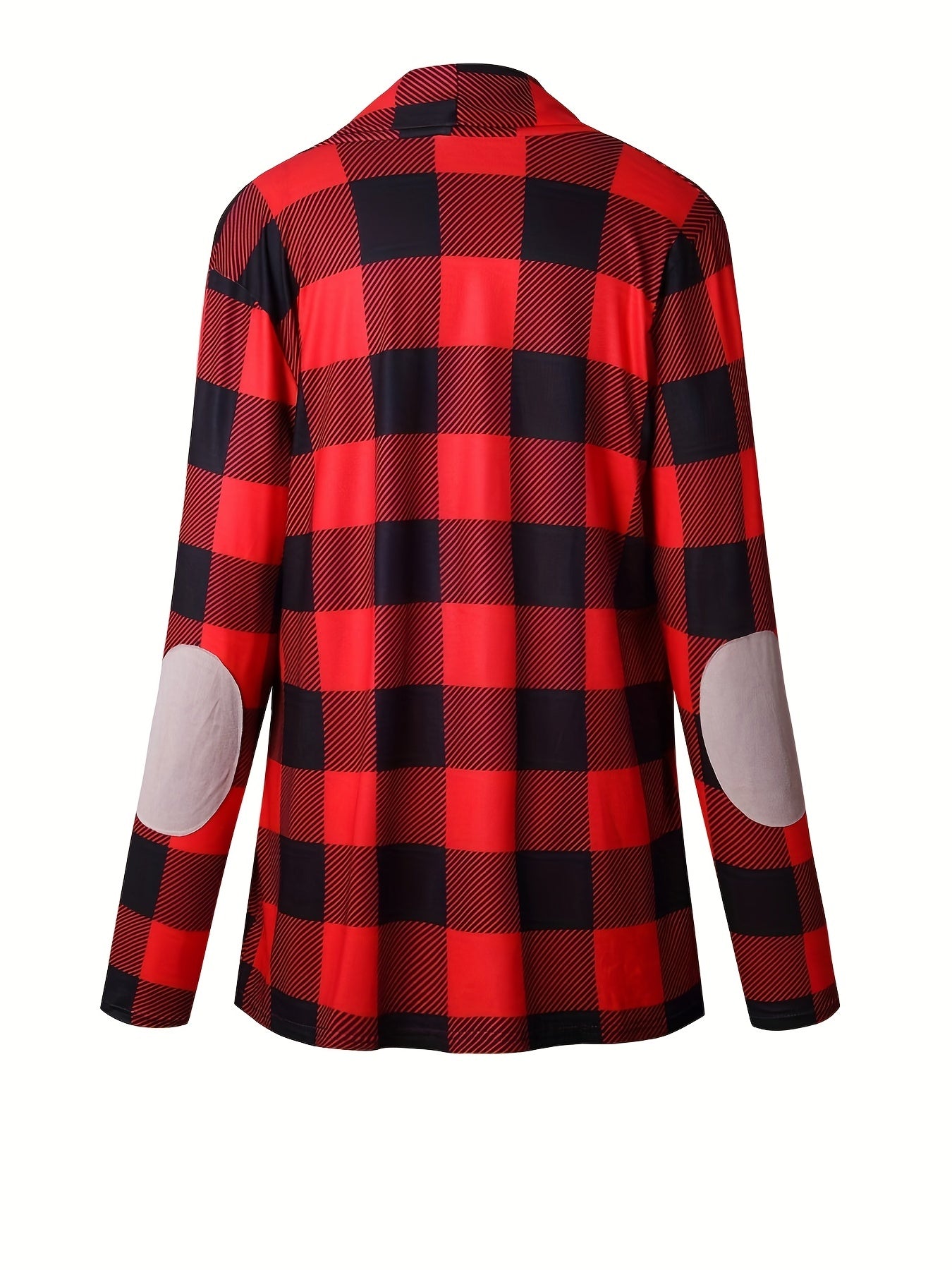 Plaid Print Open Front Jacket Casual Shawl Collar Long Sleeve Outerwear