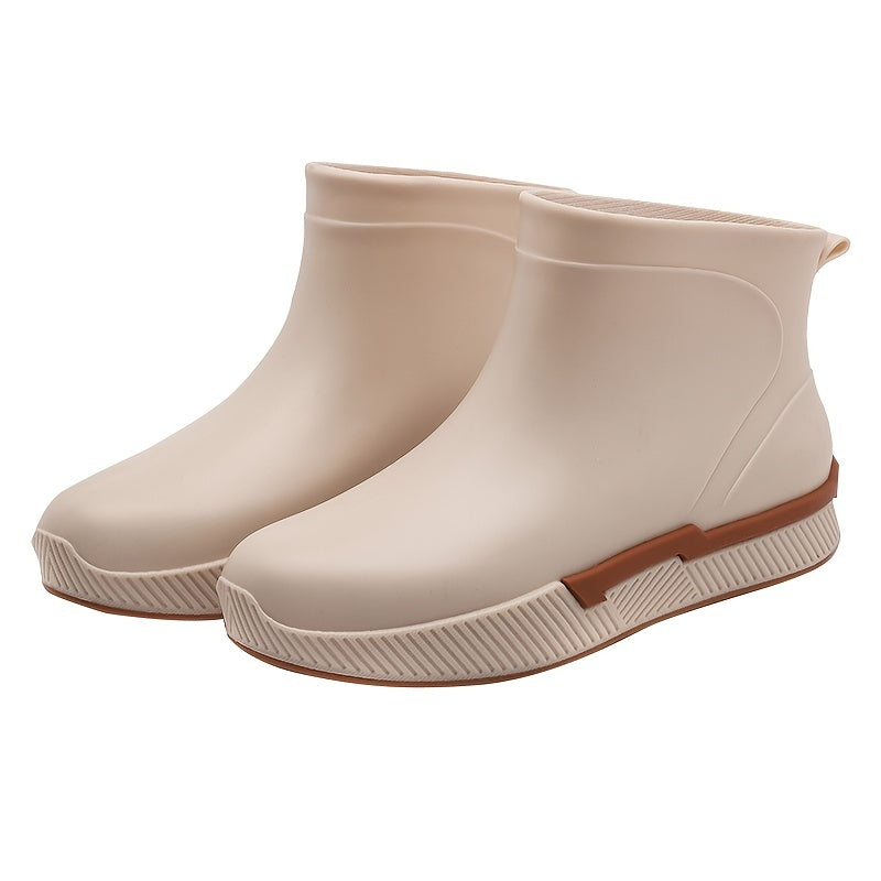 Women's Short Rain Boots Waterproof Slip on Non slip Shoes